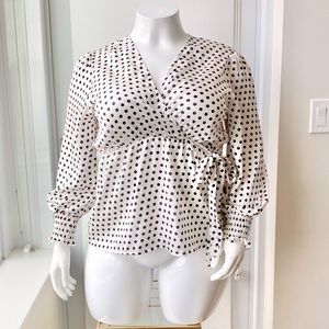 NASTY GAL Peplum Polka Dot Wrap Top